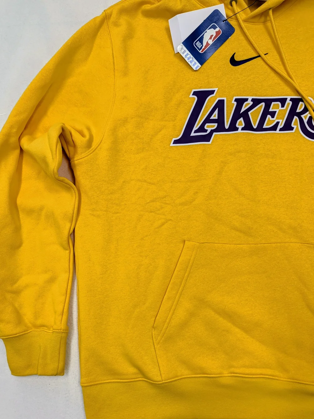 Nike Lakers Wordmark Club Hoodie Men's L NWT Purple White Los Angeles
